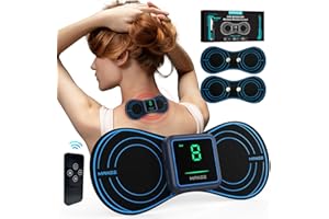 Maxee EMS mini masażer, elektryczny masażer z bezprzewodowym pilotem zdalnego sterowania, 8 trybów, 19 stopni, elektryczne urządzenia do masażu, ramion i karku, 2 podkładki do masażu, łagodzenie bólu