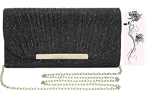 Aryan Clutch Bag for Women, Women's Clutches Evening Bag with Detachable Chain, Sequins Handbags for Wedding Bridal Prom Party