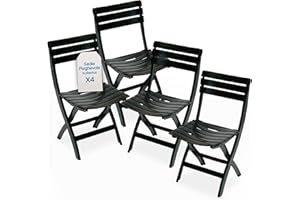 Tomaino - Sedie Pieghevoli da Esterno in Plastica - Set di 4 Sedie Pieghevoli Plastica Portatili Per Uso Esterno e Interno - Sedia Pieghevole Giardino, Balcone, Campeggio - Nero
