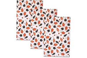 Cotton Carnival Tea Towels, Printed Kitchen Dish Cloth, 100% Ring Spun Cotton Tea Towels, Super Absorbent Dish Towels of Size 17.7 X 27.5 in Autumn Leaves Printed Ultra Soft Kitchen Towels Set of 3