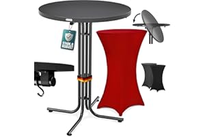 ‎CASARIA Casaria® Stehtisch mit Husse 70 cm Klappbar Bordeaux-Rot Rund Holz Metall Pulverbeschichtet Wetterfest Hoch Set Hochzeit Bistrotisch Bar Party Tisch