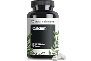 ‎NATURAL ELEMENTS natural elements Calcium Tabletten – 800 mg Kalzium aus Calciumcarbonat pro Tagesdosis – 180 Tabletten für 3 Monate – vegan, hochdosiert, ohne unerwünschte Zusätze – laborgeprüfte Qualität