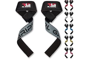 RLG RL GRIPS RLGrips - Straps de Gimnasio para Levantamiento de Pesas – Correas de Agarre con Grip de Silicona y Acolchado – Straps para Powerlifting, Peso Muerto, Remo y Jalones
