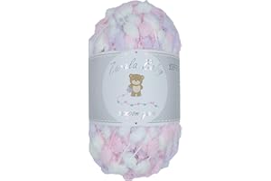 Zarela Baby Pom Pom Yarn Wool (12 White-Pink-Lilac)