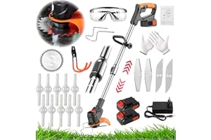 Wrneaoch Coupe-Herbe sans Fil Coupe Bordure sans Fil Débroussailleuse à Batterie électrique Tête Réglable et Poignée Télescopique pour Pelouse Jardin Terrain Agricole, Alimenté par pile