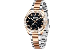CIVO Orologio Donna Cronografo Impermeabile Analogico Quarzo Orologio da Polso con Cinturino Acciaio Inossidabile Moda Elegantecielo Stellato Data Diamanti Orologio Donna Ragazza