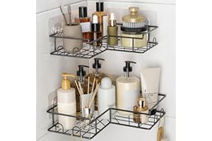 Diboniur Mensola Doccia Angolare, 2 Pezzi Mensola Doccia Senza Foratura, Organizer da Appendere in Acciaio Inossidabile, Porta Sapone con 8 Ganci, Porta Shampoo da Appendere