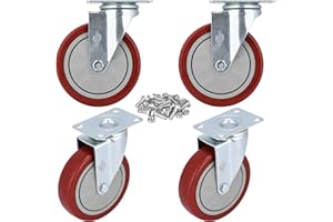 YOOGAA 5" Heavy Duty Caster Swivel Caster Wheels No Noise 360 Degree Rotation Plate Caster with Screw Total Capacity 1500lbs Set of 4 Without Brake