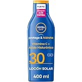 NIVEA SUN Protects &amp; Hydrates - Sunmilk FP30 - Body Sunscreen - UVA/UVB Protection - Water Resistant Lotion - 48h Hydration -