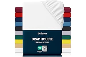Flowen Drap Housse 140x190 cm en Microfibre Blanc avec Coins Élastiqués pour Matelas de 30 cm Haut Tissu Anti-Acarien Hypoallergénique De Haute Qualité Doux et Durable Lavable en Machine