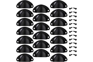 MengH-SHOP Muschelgriff Vintage Griffe Schwarz Schrank Schubladengriff mit Schrauben für Kabinett Schubladen Schrank Apothekerschrank 20 Stücke