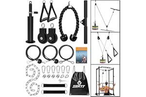 SERTT Weight Cable Pulley System Gym, Upgraded Cable Pulley Attachments for LAT Pull Down, Biceps Curl, Tricep, Arm Workouts - Home Gym Add On Equipment