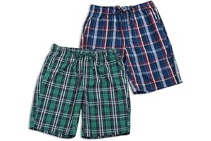 LAPASA Pantalon Pijama Corto Hombre (Pack de 2) 100% Algodón Pajama Short Bolsillo Cuadro Casual Ropa de Dormir Casa Pyjama Men Cintura con Cordon Comodo Suave Elastico Verano M92