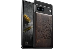 Carveit Case de Madera Compatible con Google Pixel 7 Carcasa Accesorios Absorción de Impacto para Pixel 7 Funda Madera y Silicona Híbrido Carcasa (Madera Oscura-Árbol Eterno)