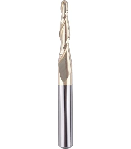 SpeTool 5-Pack Compression Router Bits – 1/4" Shank, 1-1/4" Cutting Length, 3" OAL, TAC Coated Carbide Spiral CNC End Mill For Wood Carving