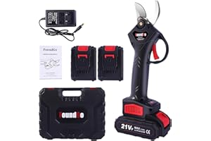 FoundGo Max. 45 mm Sécateur Électrique sans Fil Professionnel, 30 mm Diamètre de Coupe, avec Moteur sans Balais, 2 Batteries au Lithium 21 V x 2 Ah, Prise Européenne, CE