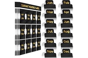 OUTUS 48 Stücke Selbstklebende Registerkarte Designer Zubehör Monatliche Etiketten Planer Aufkleber Dekorative Monatliche Reiter für Büro Studienplaner Organisationen (Schwarz)