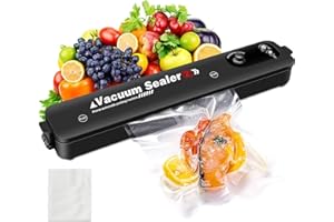 SICARTU Macchina Sottovuoto per Alimenti, 2 in 1 Sigillatore Sottovuoto per Alimenti, Automatica Portatile Macchina Sottovuoto Alimenti, 65KPA Macchina per Sottovuoto con 10 Sacchetti Macchina per Sottovuoto
