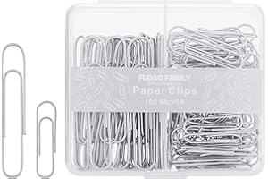 FUDAO FAMILY Paper Clips Assorted Sizes, Large Paper Clip, Small Paper Clips, Paper Clip, Paperclips, 100 Clips/Box