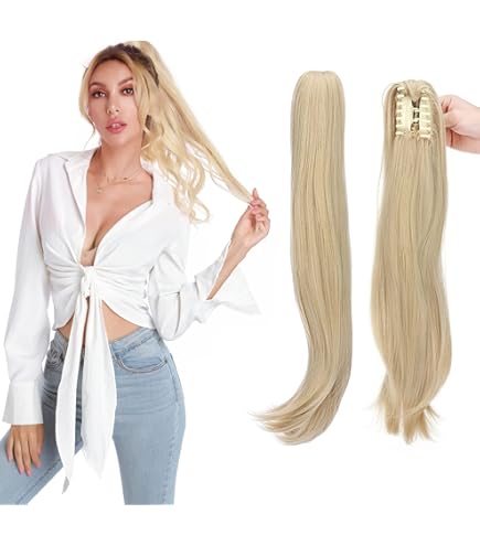 Extension Per Coda Di Cavallo Ondulata Biondo Platino, Capelli Sintetici, 14 Pollici - Italia