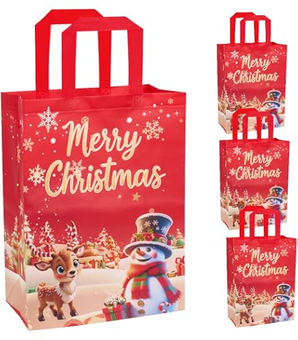 5 Stück Riesige Weihnachtsgeschenktaschen Aus Vlies – 54x40x20 Cm, Mit Griffen, Für Geschenke & Einkäufe