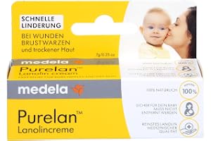 Medela Purelan 7 g lanolinkräm, snabb hjälp vid stressade bröstvårtor och torr hud, 100 % naturlig, hypoallergen, dermatologiskt testad och parfymfri