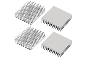 VooGenzek 4 Stücke Aluminium Kühlkörper, Kühler Fin Kühlkörper, Kühlkörper Kühler, mit Wärmeleitender Spezialklebefolie, zur Kühlung Elektronischer Komponenten, 40 * 40 * 11 mm, Silber