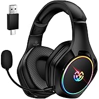 Tatybo Wireless Gaming Headset for Ps4, Ps5, PC - 2.4GHz Gaming Headphones，7.1 Surround Sound Headset with Detachable Noise C