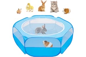 AMAKUNFT Guinea Pig Playpen with Cover, Hamster Playpen with Anti Escape Top, Rabbit Pop Up Playpen with Roof, Small Animal Play Pen Indoor, for Bunny/Ferret/Chinchilla/Bearded Dragon/Rat/Kitten/Cat