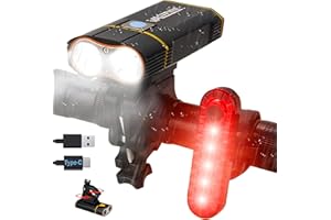 VASTFIRE Best Mountain Bike Lights for Night Riding,1000 Lumens Bike Headlight 2 LED【Upgrade Mount】,USB Rechargeable Bicycle Headlight & Rear Light Set for Road Commuting,Front & Back Bike Light Flashing Light