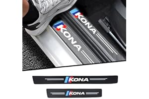 RIDGOEL 4 Stück Auto Einstiegsleisten Schutz Kohlefaser Türschweller Aufkleber für Hyundai Kona, Auto Tür Schritt Platte Abdeckung Lackschutzfolie B