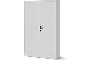 ‎JAN NOWAK Jan Nowak Aktenschrank C001K Metallschrank Büroschrank Werkzeugschrank 3 Fachböden Stahlblech Flügeltüren Pulverbeschichtung 140 cm x 90 cm x 40 cm (Grau)