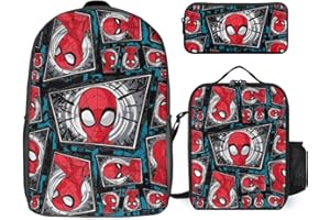YNSLAJGE Cartoon Kid Backpack, School Bag Set 3 Pcs, 17 Inch Large Capacity Book Bag with Lunch Bag and Pencil Case, for Back to School Gifts