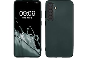 kwmobile Funda para Samsung Galaxy S24 Carcasa - Case TPU y Silicona Ultrafino - Antigolpes con Bordes elevados - Apto Carga inalámbrica - petróleo Metalizado