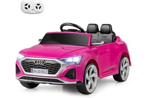 COSTWAY Kinder Elektroauto Audi SQ8, 12V Elektrofahrzeug mit 2,4G Fernbedienung & Hupe & Scheinwerfer & Musik, 3-Gang Kinderauto Elektrisch, Elektroauto für Kinder ab 3 Jahren (Rosa)