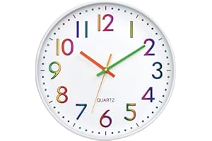VINILITE Orologio da Parete per Bambini Orologio per la Camera da Letto, Adatto per la Scuola Quadrante Arcobaleno 30 cm