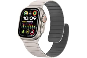 Sixmoat Magnetic Silicone Straps Compatible with Apple Watch 49mm 46mm 45mm 44mm 42mm, Soft Sport Wristband for Men Women Compatible with iWatch Ultra SE Series 10 9 8 7 6 5 4 3, Starlight-Grey