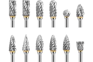 LYTOOL 12PCS Tungsten Carbide Steel Double Cut Rotary Burrs Set Compatible with Dremel, 1/8" Shank Rotary Burr Set for Grinder Drill, DIY, WoodWorking, Metal Polishing, Engraving, Drilling