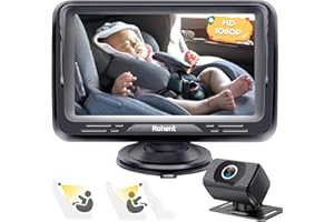 Miroir Voiture Bébé HD 1080P Retroviseur Voiture Bebe 5 Mins Easy Installation Crystal Night Vision Infant Travel Safety Kit Rohent N06