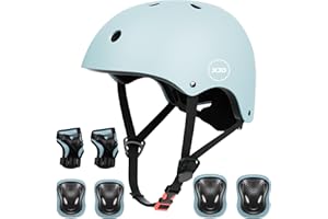 XJD Casque Vélo Enfant Sets de Protection Enfant de 3-13 Ans Genouillères Coudières Protège-Poignets Réglables Kit de Protection Filles Garçons Rollers Skate Trottinette Skateboard