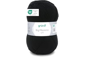 Gründl Big Mamma uni (lana per maglieria, set per uncinetto, filato per maglieria e uncinetto effetto lana, 100% poliacrilico, 400 g / 1040 m, spessore del ferro: 3,5-4,5, 1 x 400 g), Black