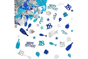 Giftota Confettis Anniversaire 18, Anniversaire Paillettes Confettis 18 ans, Confetti Anniversaire Décoration de Table, Décoration de Confettis pour Anniversaire, Mariage, Fête (Bleu, Argent)