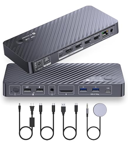 AV Access KVM Switch Voor 3 Pc’s En 2 Monitoren – 4K HDMI Met 65W Laptop Opladen, Ethernet En Snelle Schakelaar