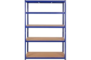 Yaheetech 180 x 120 x 60 cm Étagères Charge Lourde Clipsable Résistant Capacité 875 kg Meuble de Rangement Garage Cuisine Chambre Bleu