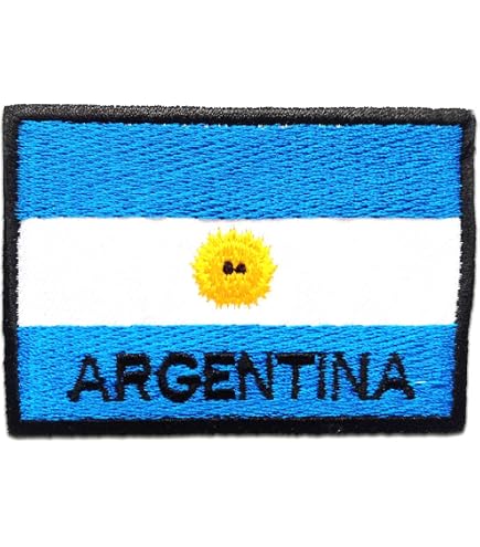 MAREL Patch Bandiera Argentina Termoadesiva 6,5x5,5 Cm - Ricamo Per Abbigliamento