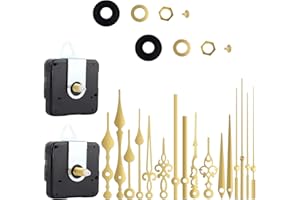 DASHUAIGE 2 Stück stilles Quarz-Uhrwerk, 6 Paar Lange Achse und Kurze Achse Uhrwerk mit manueller Batterieversorgung, Wanduhr-Mechanismus Teile Motor Ersatz DIY Reparatur Teile (Gold)