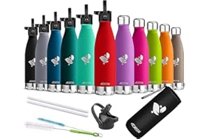 AORIN Bouteille d'eau en Acier Inoxydable isolé à Double Mur - 500ml - Gourde Isotherme Étanche sans BPA, Gourde Inox Bouche Standard, Gourde Enfant pour Sport, Gym, Voyage