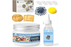 DINGSEN 4-teiliges Mosaik-Untersetzer-Set, mit Mosaikfliesen zum Tuschemalen zum Basteln, Holzuntersetzern, Mosaikkleber und Fugenwerkzeugen, einfache Herstellung von Geschenken für die Heimdekoration