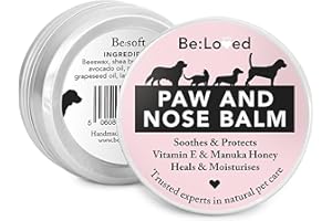 Be:Loved - Be:Soft Dog Paw Balm - Dog Accessories, Horse and Cat Essentials - Natural Paw & Nose Pet Care with Vitamin E, Manuka Honey & Shea Butter - Handmade in the UK - 60g