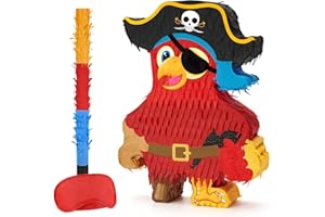 WERNNSAI Pirate Pinata - Pirate Captain Pinata with Blindfold and Bat for Boys Kids Caribbean Pirate Birthday Party Decoration Supplies Adventure Party Game Celebration